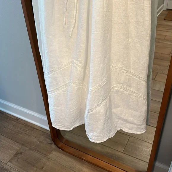 ZARA, white, midi dress, Small, linen - Picture 3 of 4